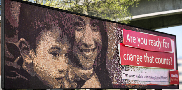Vancity Billboard made of pennies
